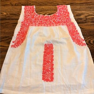 Embroidered Coral and White Women's Top
